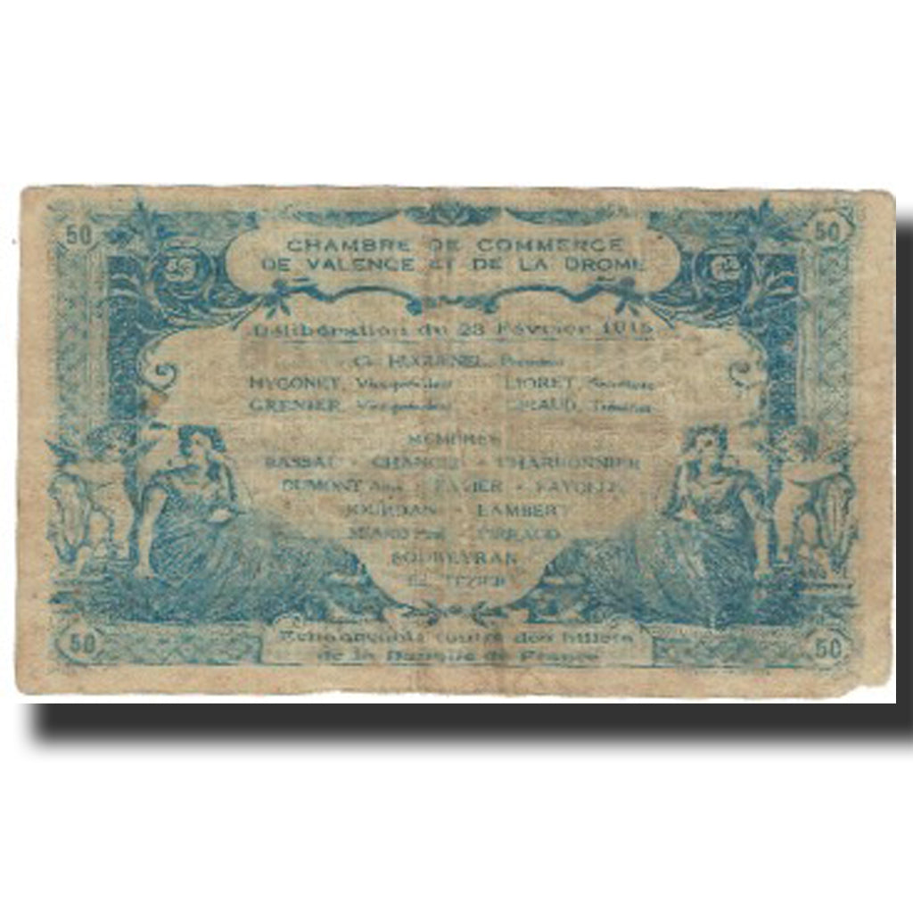 France, Valence, 50 Centimes, 1915, EF(40-45), Pirot:127-6