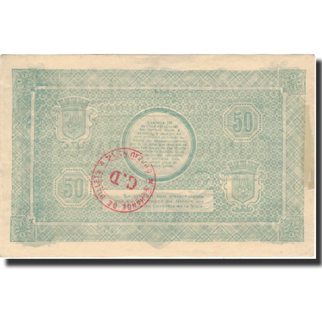 Francia, Lille, 50 Francs, 1916, MBC+, Pirot:59-1613