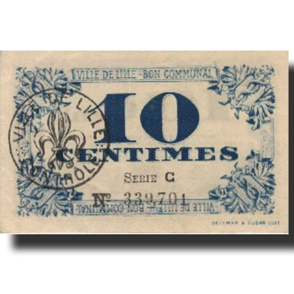 France, Lille, 10 Centimes, 1917, AU(50-53), Pirot:59-1632