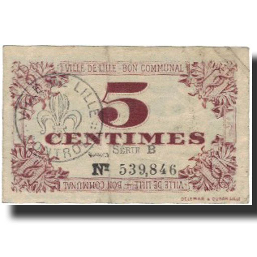Geldschein, Frankreich, Lille, 5 Centimes, 1917, S, Pirot:59-1630