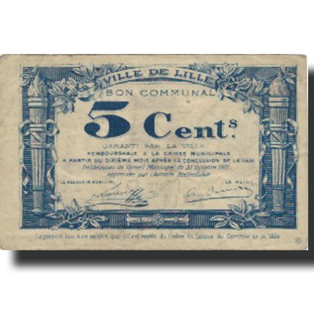 Geldschein, Frankreich, Lille, 5 Centimes, 1917, S, Pirot:59-1630
