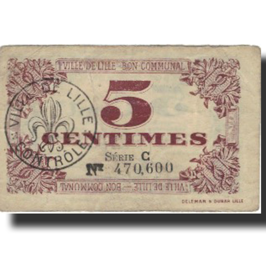 Geldschein, Frankreich, Lille, 5 Centimes, 1917, S, Pirot:59-1630
