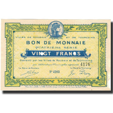França, Roubaix et Tourcoing, 20 Francs, 1917, VF(20-25), Pirot:59-2144