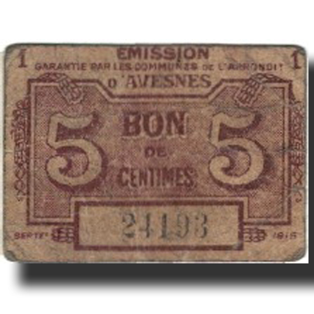 Francia, Avesnes, 5 Centimes, 1915, BC, Pirot:59-2836