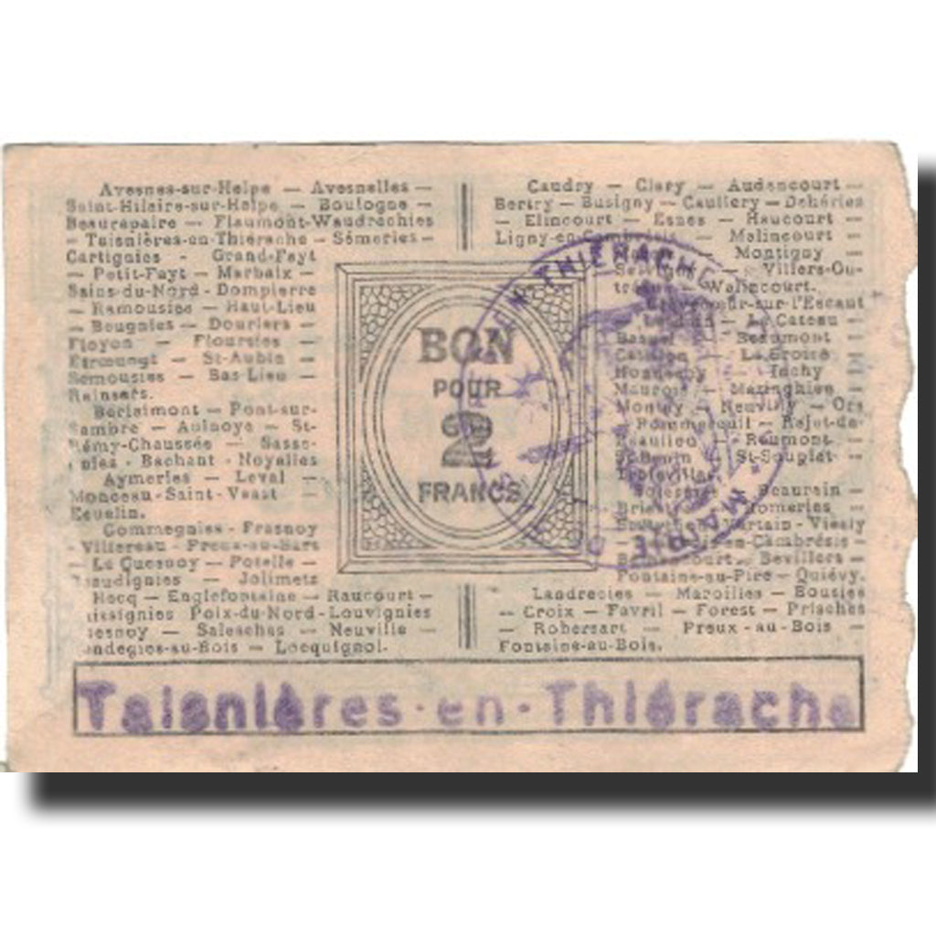 Francia, Avesnes, 2 Francs, 1916, SPL-, Pirot:59-208