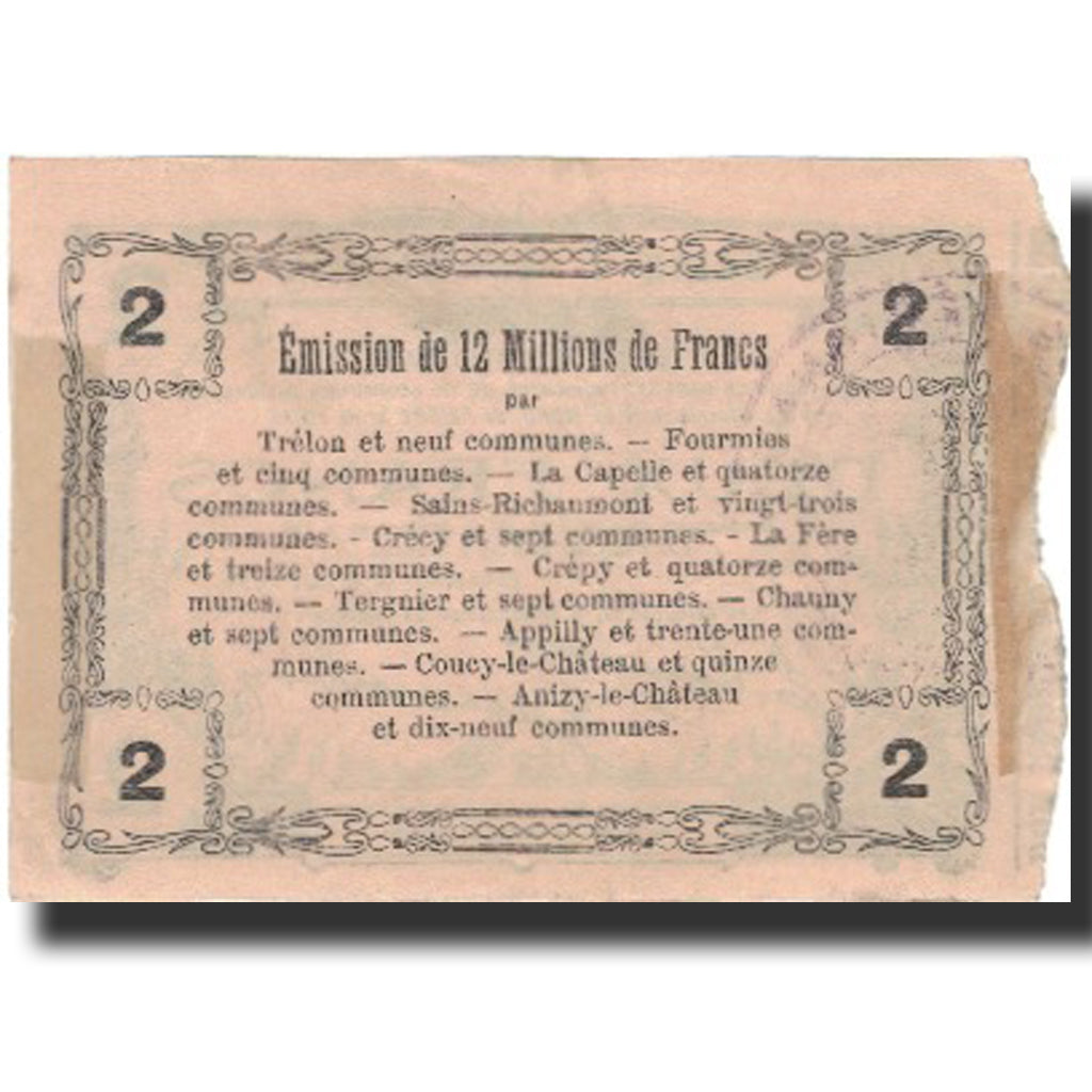 France, Laon, 2 Francs, 1916, TTB+, Pirot:02-1310