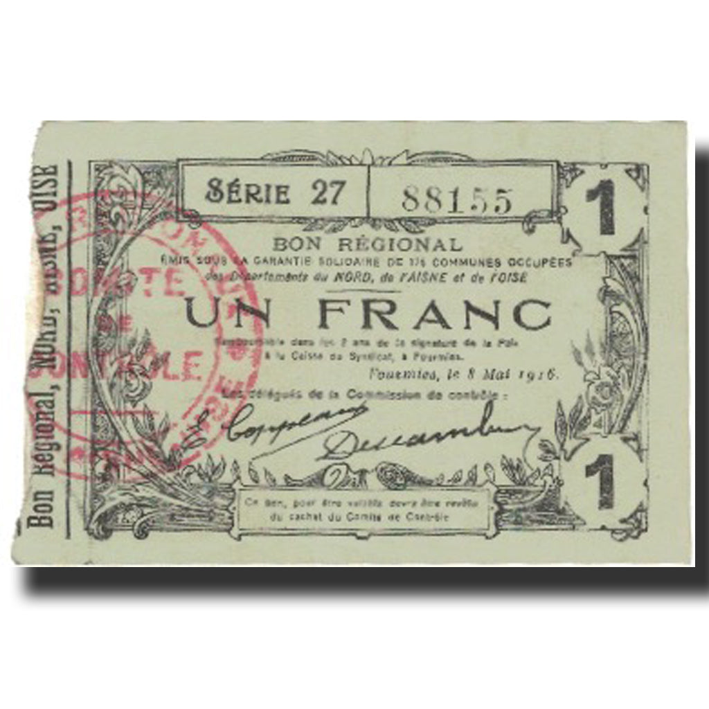 France, Laon, 1 Franc, 1916, EF(40-45), Pirot:02-1309