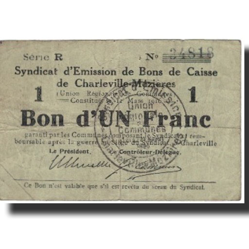 Frankreich, Charleville-Mézières, 1 Franc, 1916, S+, Pirot:08-83
