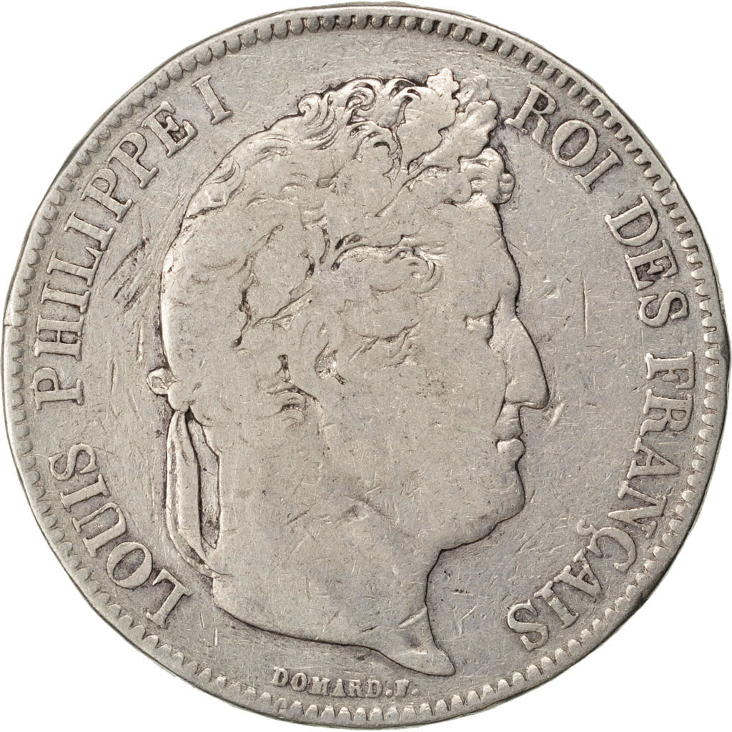 FRANCE, Louis-Philippe, 5 Francs, 1833, Bordeaux, KM #749.7, VF(20-25), Silver,.