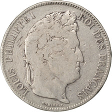 FRANCE, Louis-Philippe, 5 Francs, 1833, Bordeaux, KM #749.7, VF(20-25), Silver,.