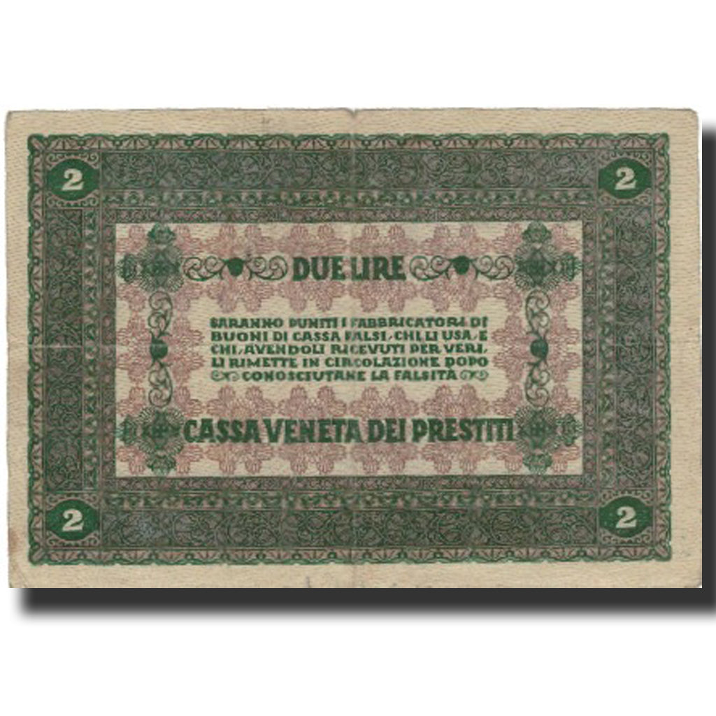 Banknote, Italy, 2 Lire, 1918, 1918-01-02, KM:M5, VF(20-25)