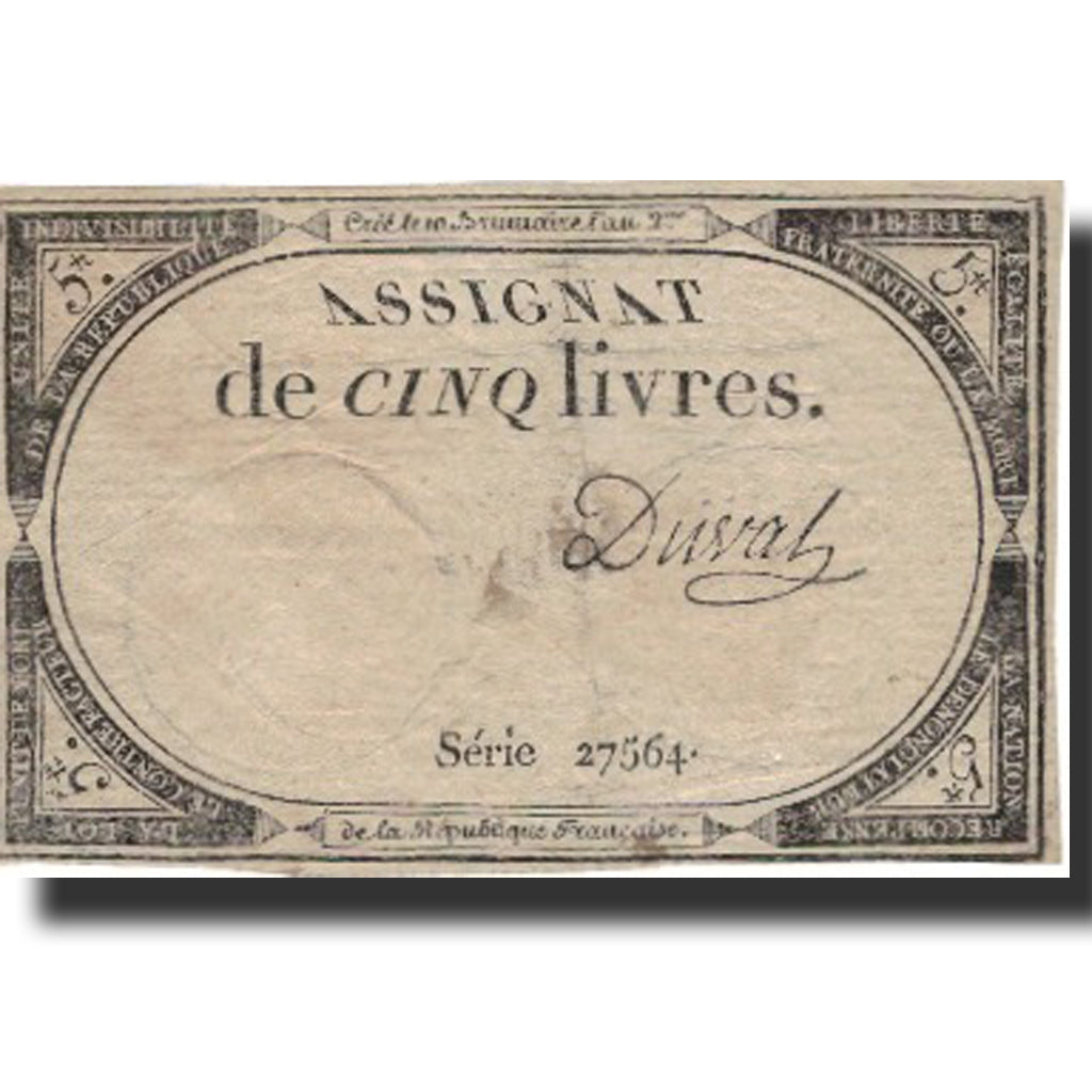 Francia, 5 Livres, 1793, Duval, 1793-10-31, BB, KM:A76, Lafaurie:171