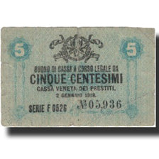 Banknote, Italy, 5 Centesimi, 1918, 1918-11-02, KM:M1, F(12-15)
