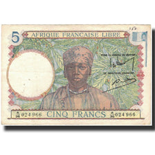 Banknote, French Equatorial Africa, 5 Francs, Undated (1942), KM:6a, AU(50-53)
