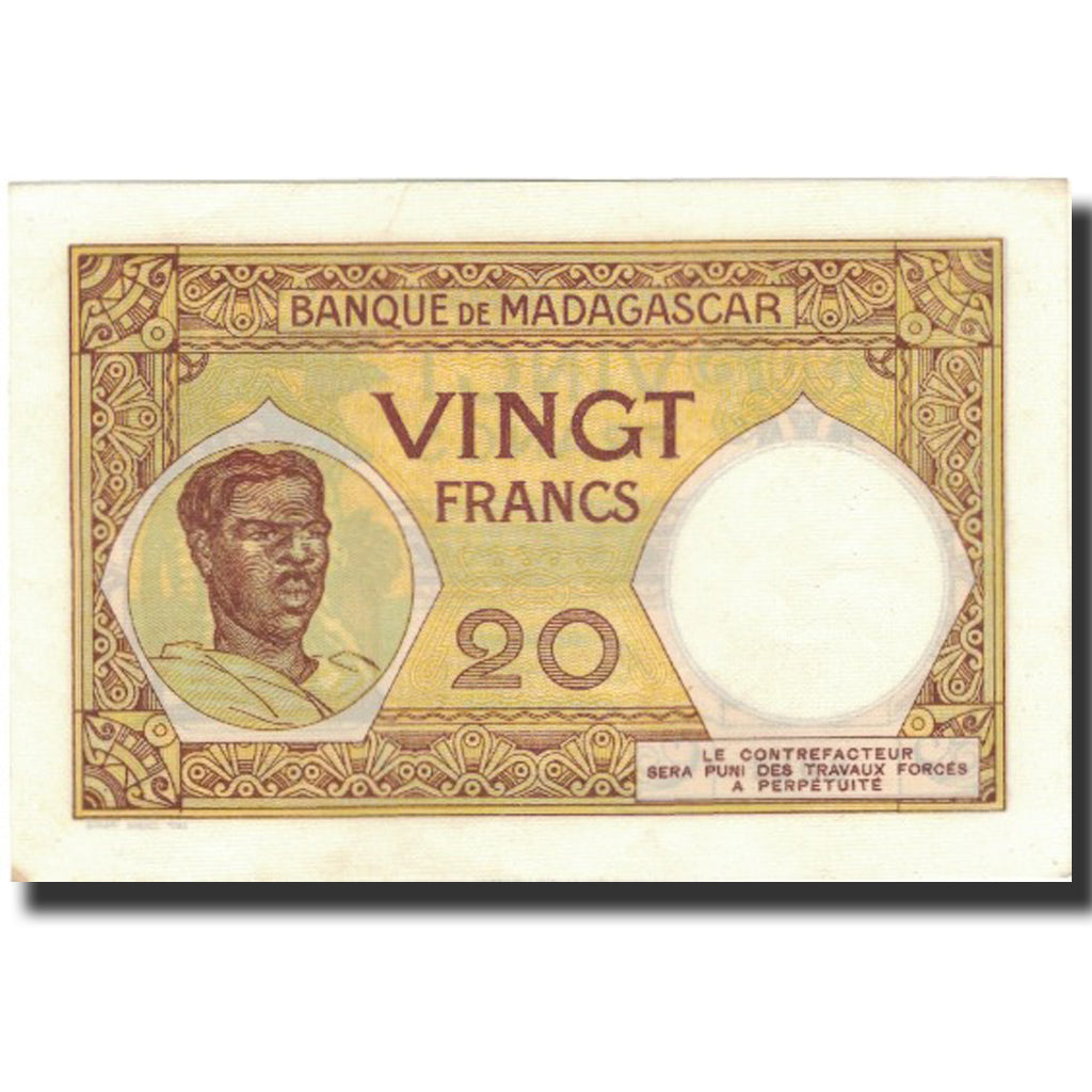 Billete, 20 Francs, 1937-1947, Madagascar, KM:37, SC
