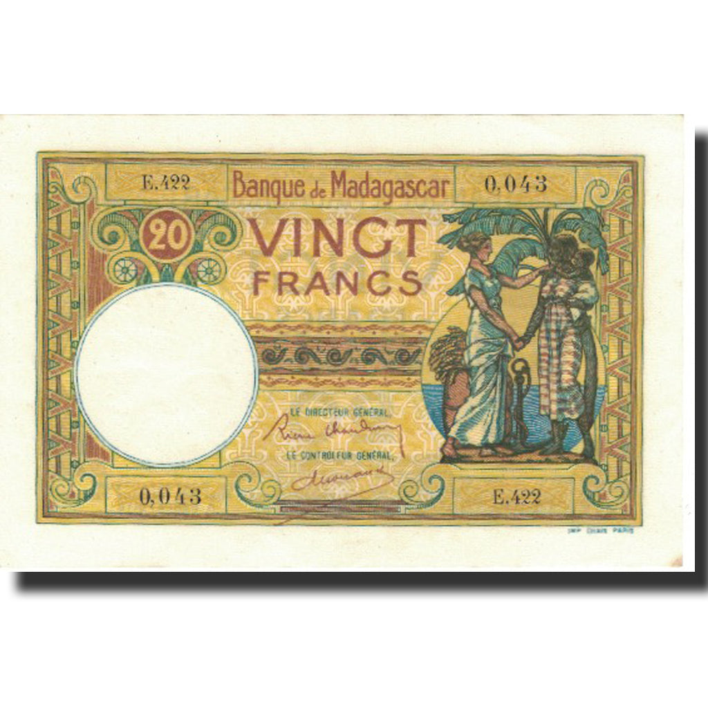 Billete, 20 Francs, 1937-1947, Madagascar, KM:37, SC