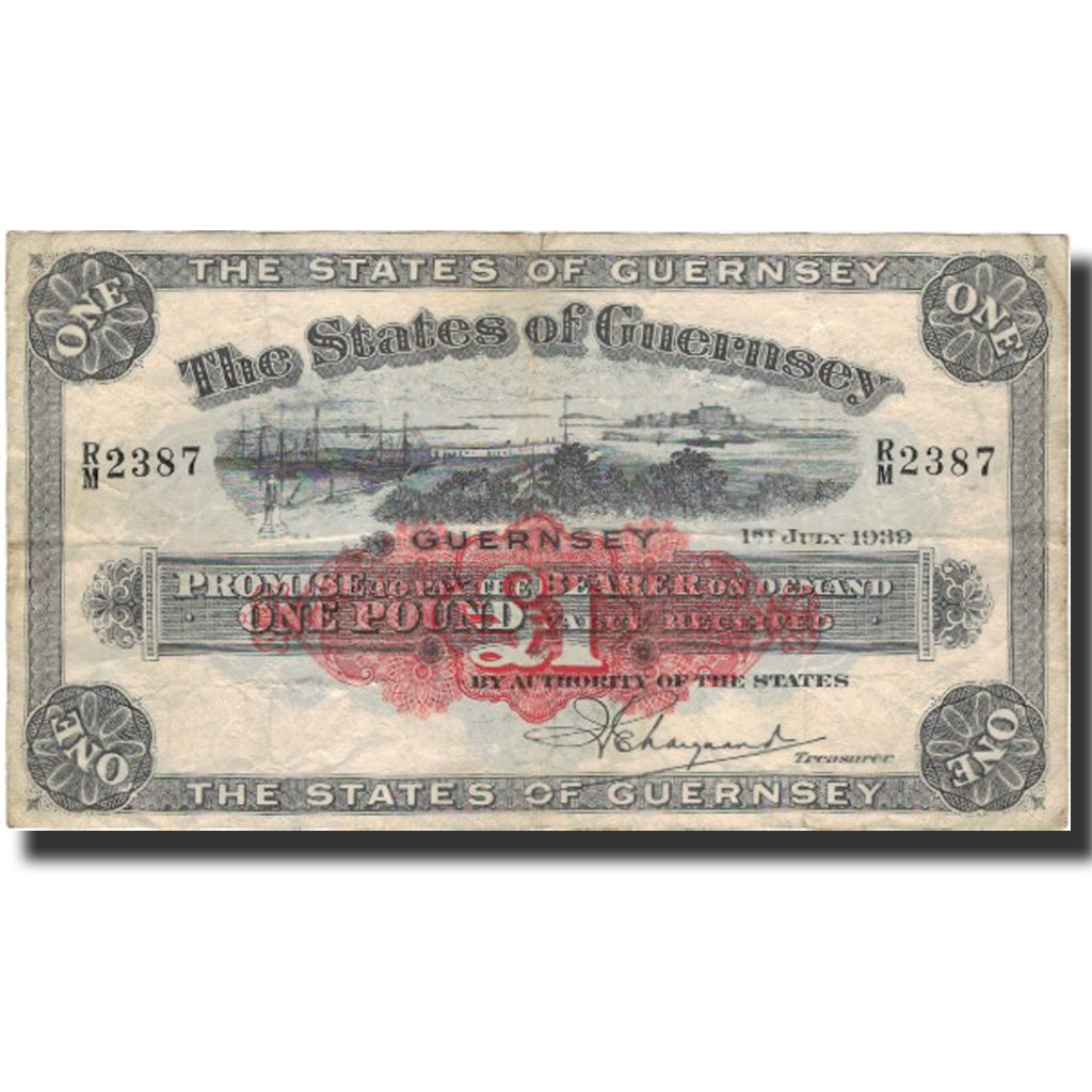 Banknote, Guernsey, 1 Pound, 1939, 1939-07-01, KM:16a, VF(20-25)