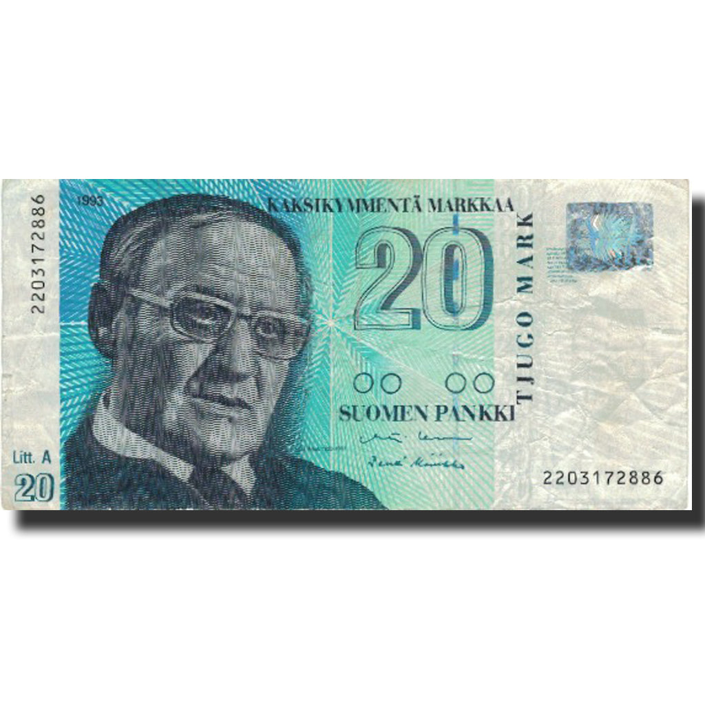 Banknote, Finland, 20 Markkaa, 1993, 1993, KM:123, VF(20-25)