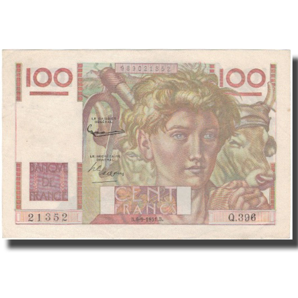 Francia, 100 Francs, Jeune Paysan, 1951, 1951-09-06, MBC+, KM:128d