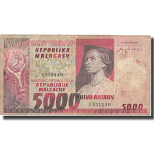 Biljet, Madagascar, 5000 Francs = 1000 Ariary, KM:66a, TB