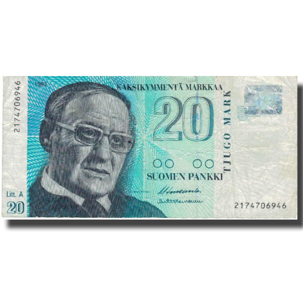 Banknote, Finland, 20 Markkaa, 1993, 1993, KM:123, VF(20-25)