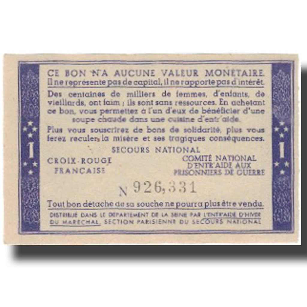 Frankreich, Secours National, 1 Franc, UNZ-