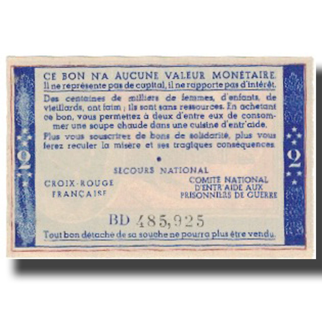 Francia, Bon de Solidarité, 2 Francs, 1941, SPL