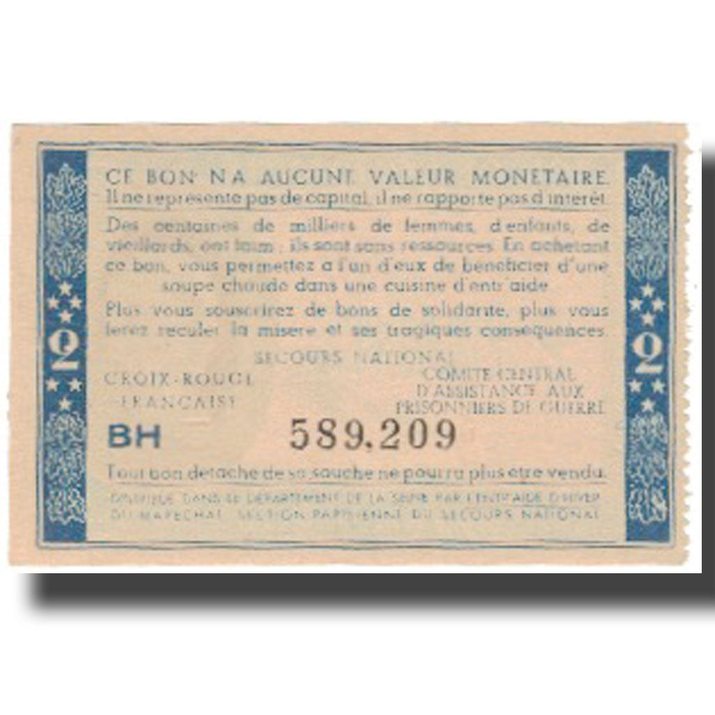 France, Bon de Solidarité, 2 Francs, 1941, UNC(65-70)