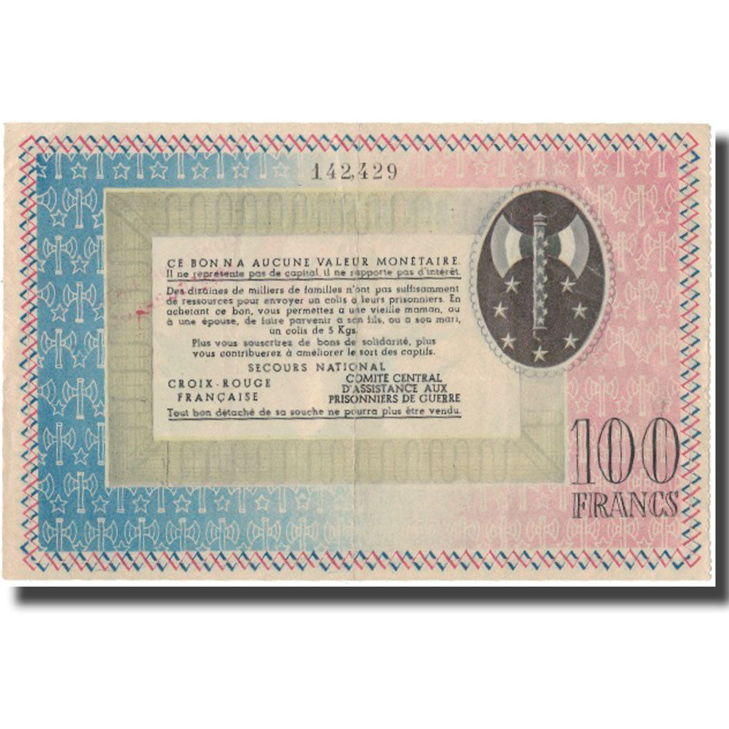 França, Secours National, 100 Francs, Undated (1941), AU(50-53)