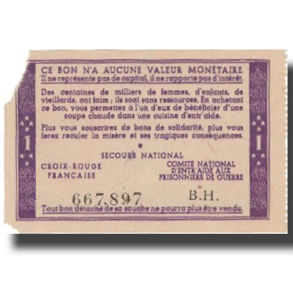 Frankrijk, Secours National, 1 Franc, NIEUW