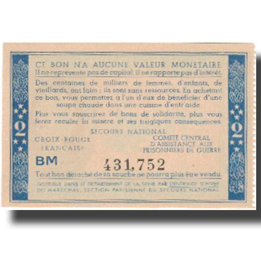 France, Bon de Solidarité, 2 Francs, 1941, UNC(65-70)