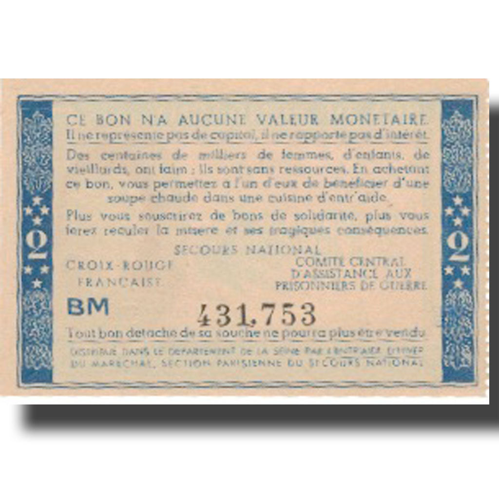 Francia, Bon de Solidarité, 2 Francs, 1941, UNC