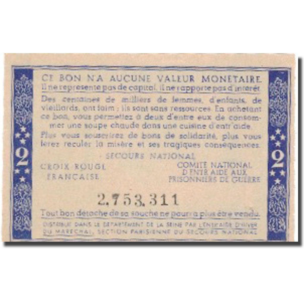 France, Bon de Solidarité, 2 Francs, 1941, UNC(65-70)