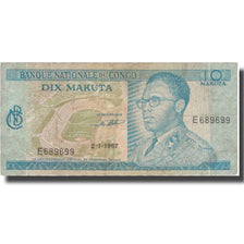 Billet, Congo Democratic Republic, 10 Makuta, 1970, 1970-01-21, KM:9a, B+