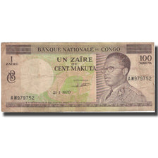 Banknote, Congo Democratic Republic, 1 Zaïre = 100 Makuta, 1970, 1970-01-21
