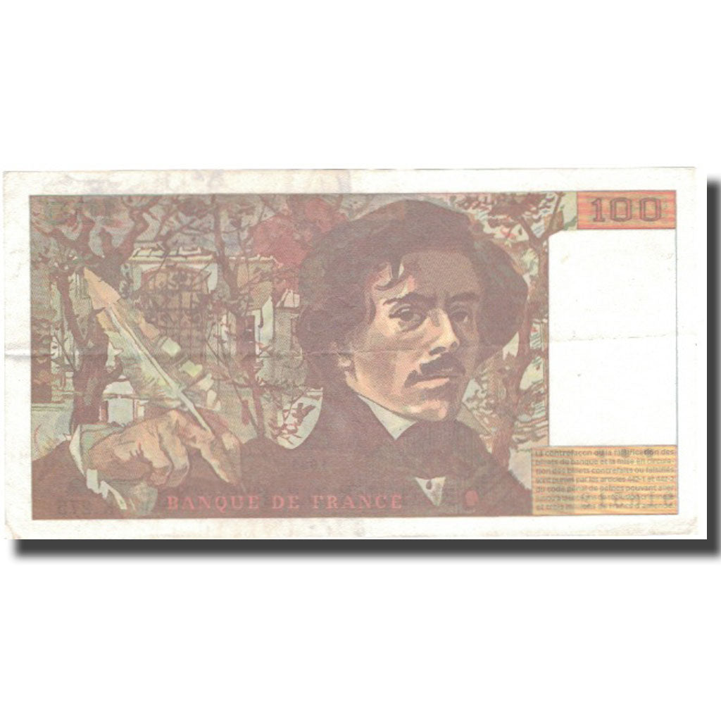 France, 100 Francs, Delacroix, 1995, 1995, EF(40-45), Fayette:69.2b, KM:154h