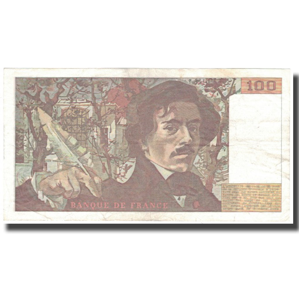 France, 100 Francs, Delacroix, 1995, 1995, EF(40-45), Fayette:69.4b, KM:154h