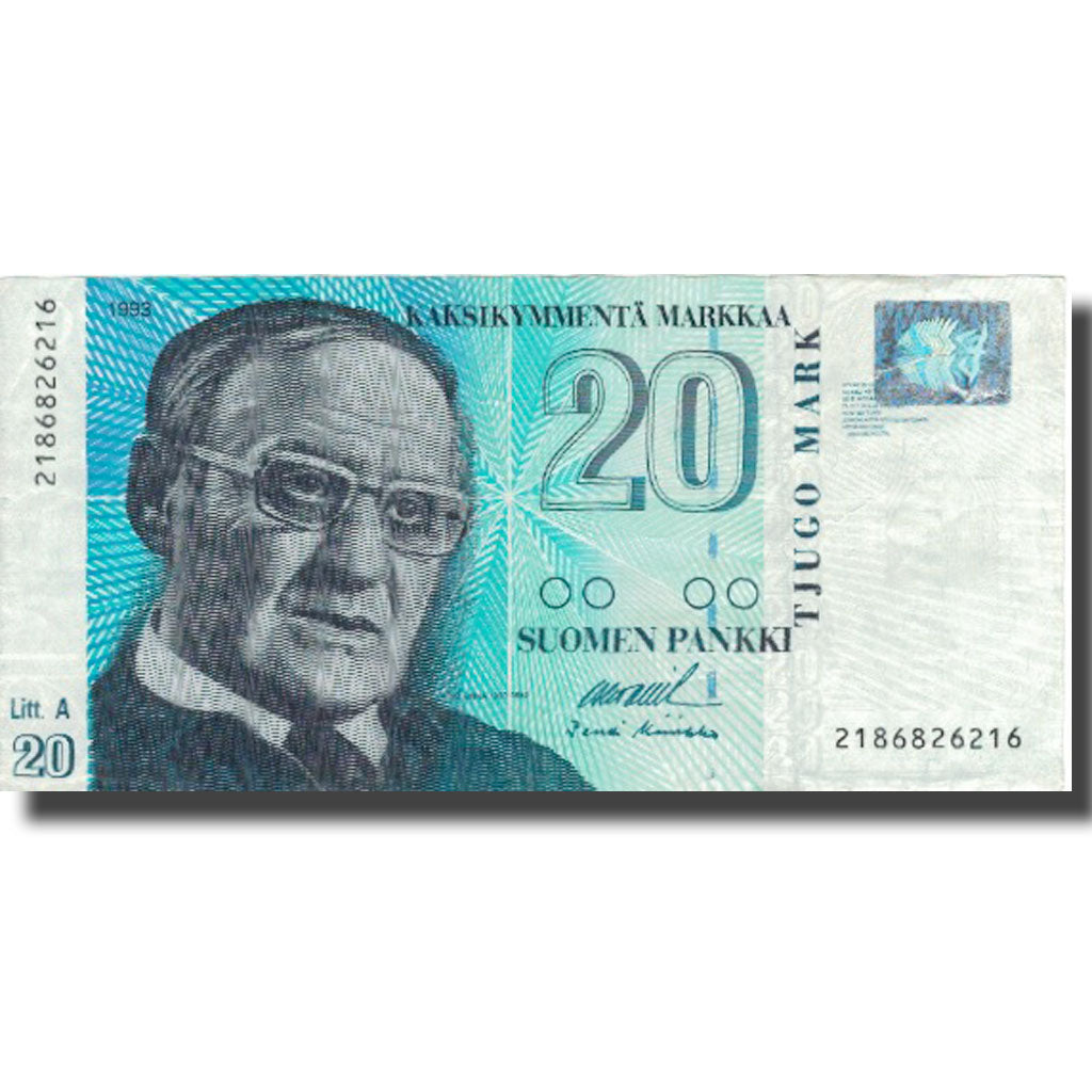 Banconote, Finlandia, 20 Markkaa, 1993, 1993, KM:123, BB