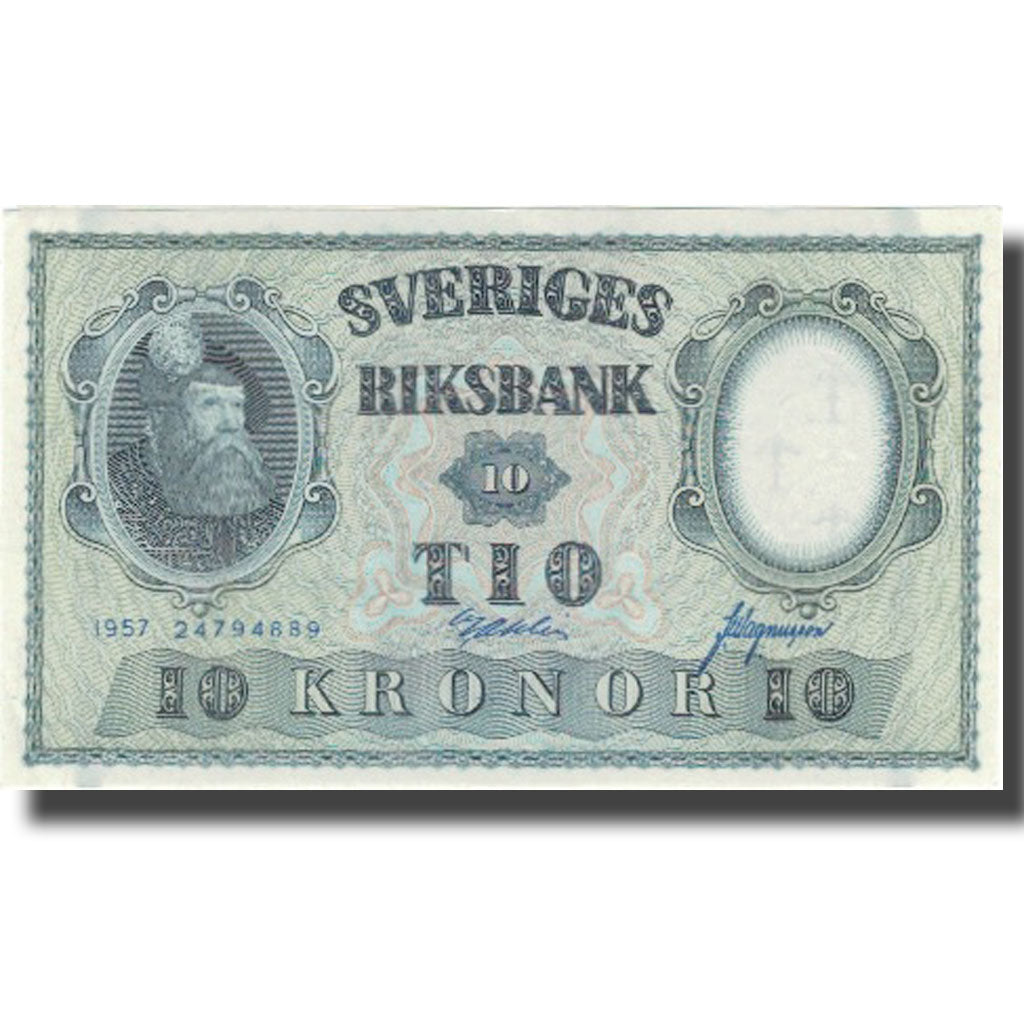 Geldschein, Schweden, 10 Kronor, 1957, 1957, KM:43d, SS+
