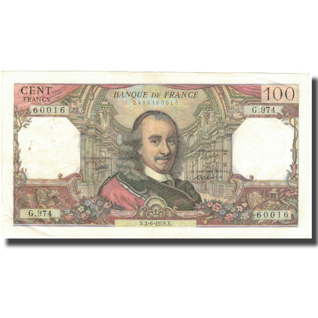 France, 100 Francs, Corneille, 1976, 1976-06-03, TTB, Fayette:65.53, KM:149f