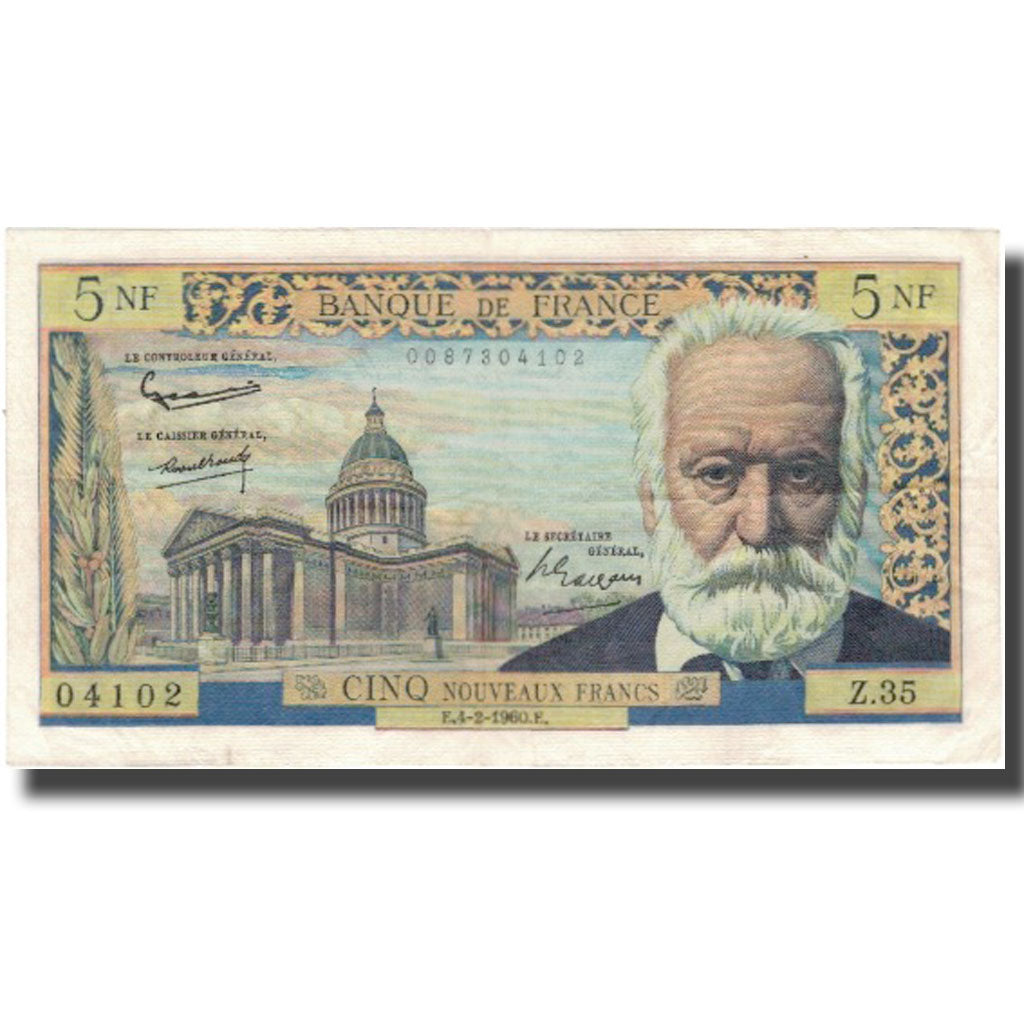França, 5 Nouveaux Francs, Victor Hugo, 1960, 1960-02-04, EF(40-45)