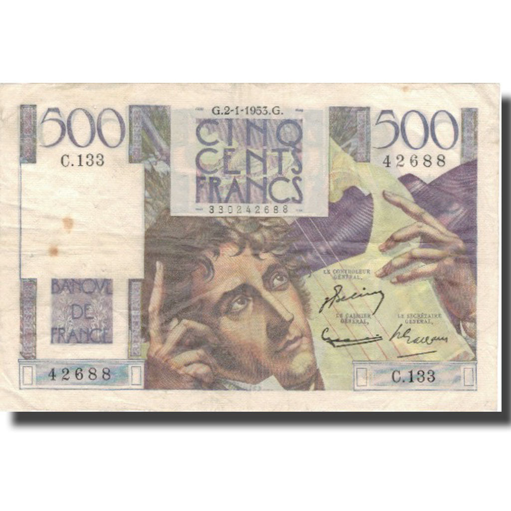 Frankreich, 500 Francs, Chateaubriand, 1953, 1953-01-02, SS, Fayette:34.11