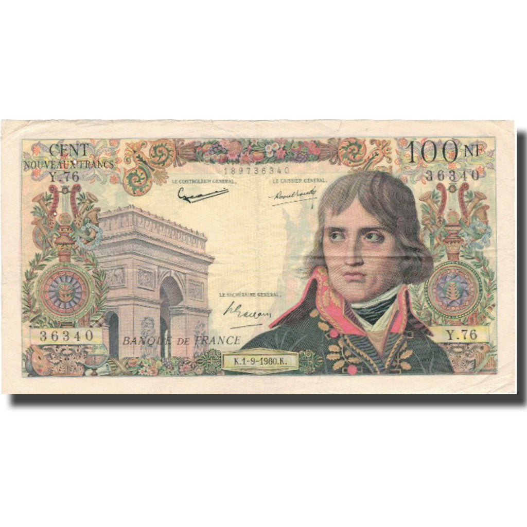 Francja, 100 Nouveaux Francs, Bonaparte, 1960, 1960-09-01, EF(40-45)