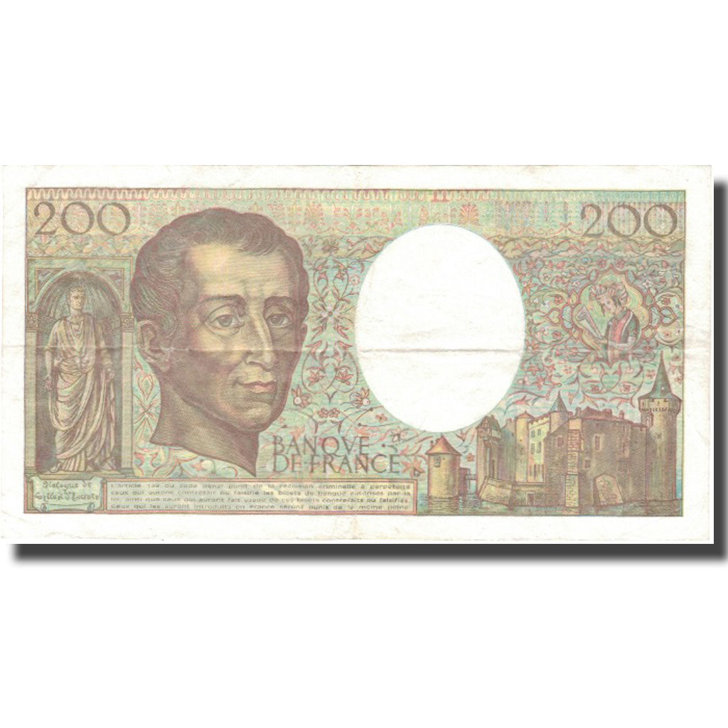França, 200 Francs, Montesquieu, 1990, 1990, AU(50-53), Fayette:70.12c, KM:155d