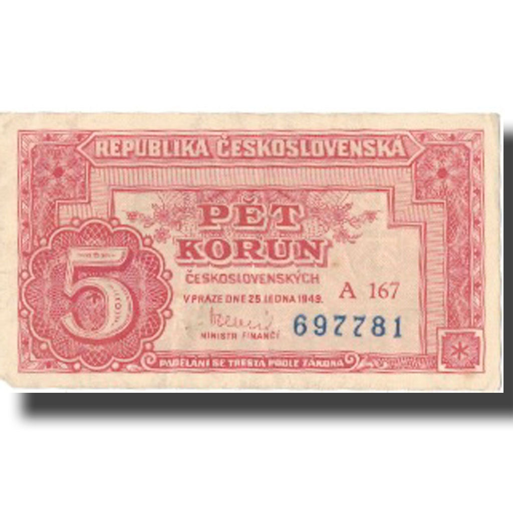 Banknote, Czechoslovakia, 5 Korun, 1949, 1949-01-25, KM:68a, AU(55-58)