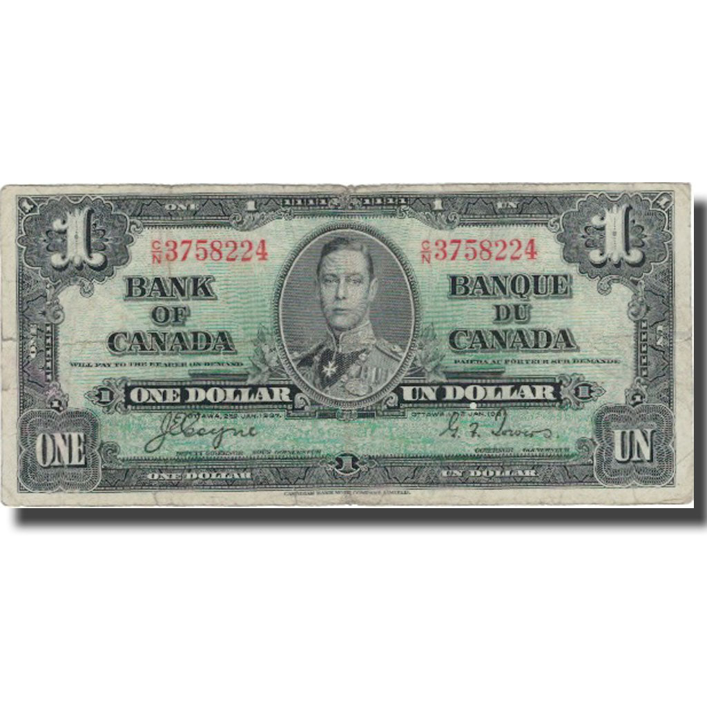 Billete, 1 Dollar, 1937, Canadá, 1937-01-02, KM:58e, BC