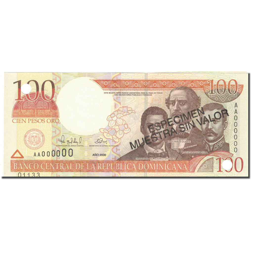 Banknote, Dominican Republic, 100 Pesos Oro, 2000, 2000, Specimen, KM:167s1
