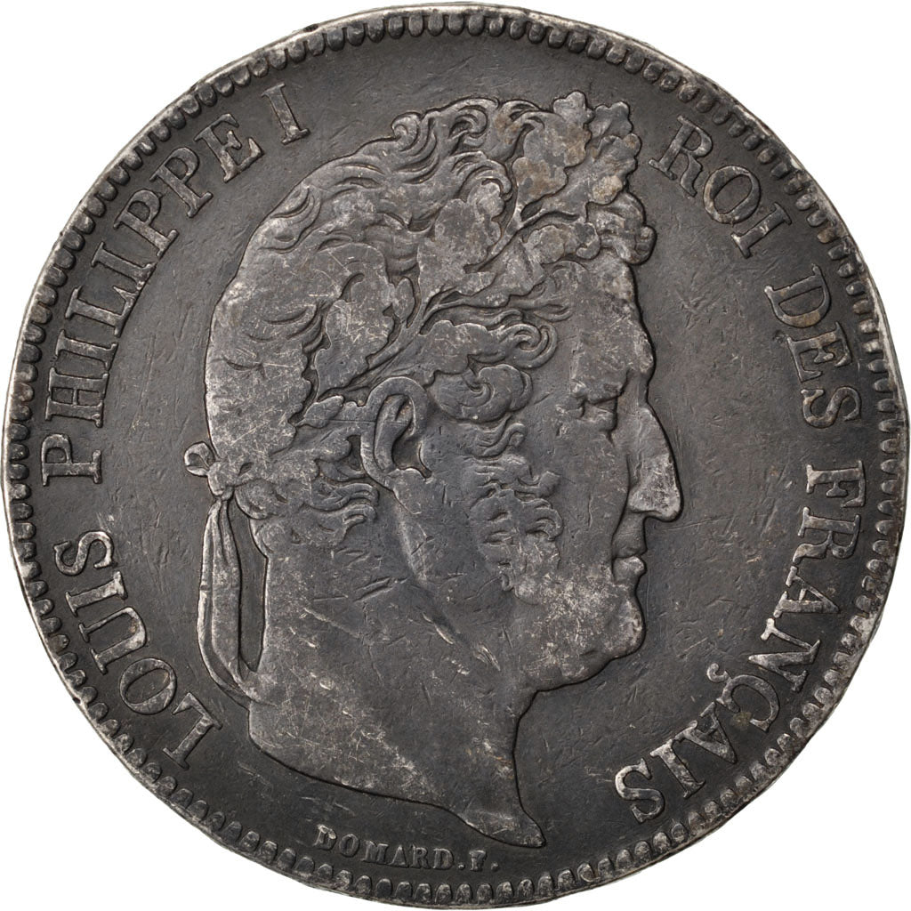 FRANCE, Louis-Philippe, 5 Francs, 1836, Bordeaux, KM #749.7, VF(20-25), Silver,.