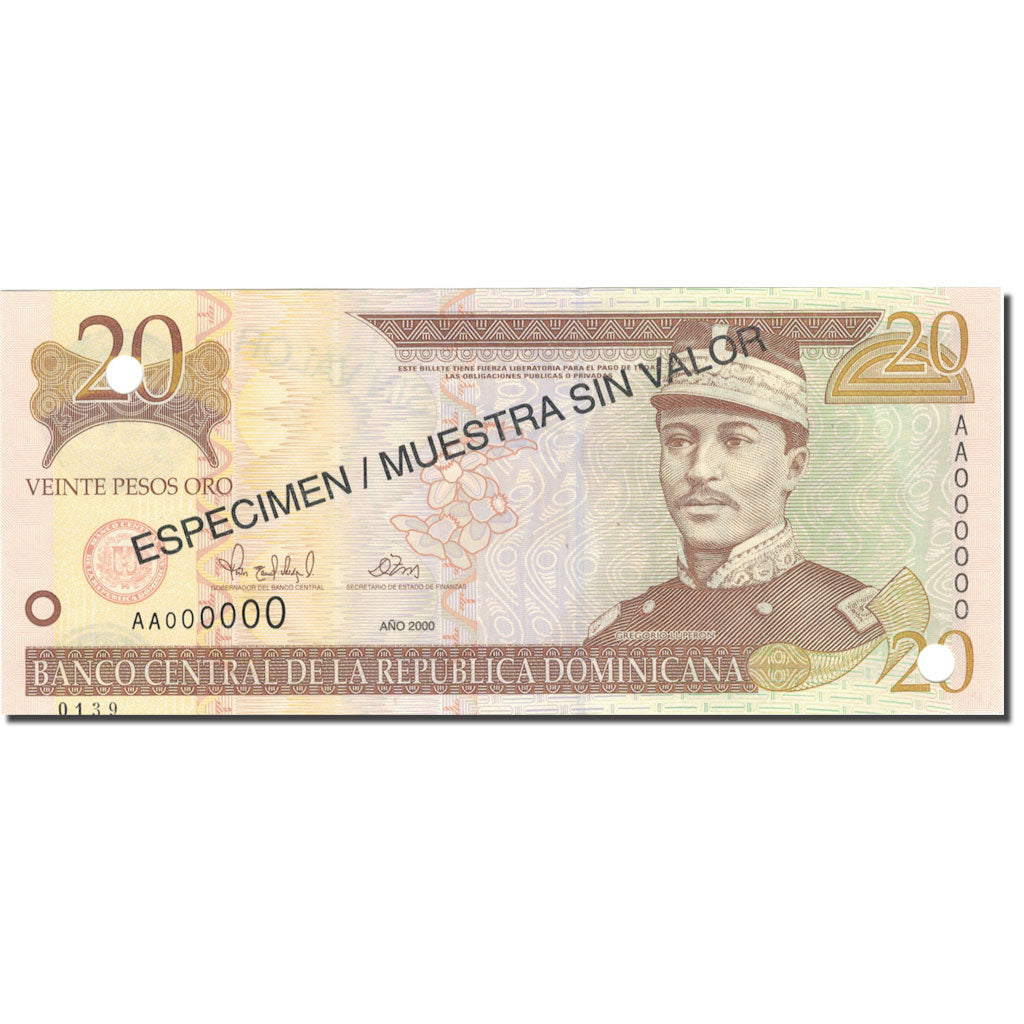 Banknote, Dominican Republic, 20 Pesos Oro, 2000, 2000, Specimen, KM:166s