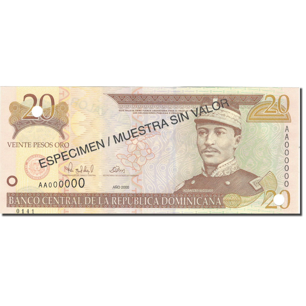 Banknote, Dominican Republic, 20 Pesos Oro, 2000, 2000, Specimen, KM:166s